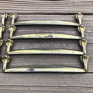 Brass Finish Drawer Pulls Mid Century LARGE 8 AVAILABLE, MCM Dresser Pulls