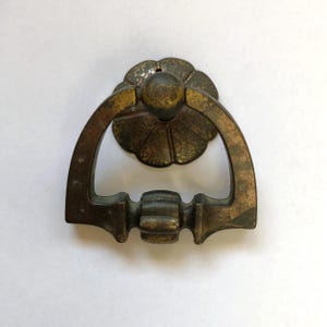 Vintage Brass Ring Pull With Backplate KBC Drawer Pull, Keeler Brass Company, Mid Century