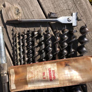 Millers Falls No 30-14" Brace 12 Bits, Irwin Expansive Bit, Greenlee Extension Bit bild 2