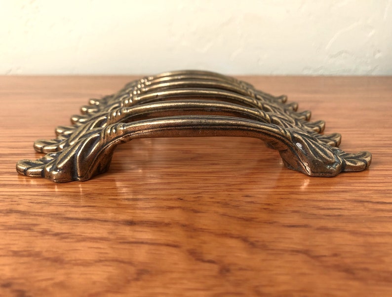 Vintage French Provincial Drawer Pulls Curved Brass Lot of 6 Etsy