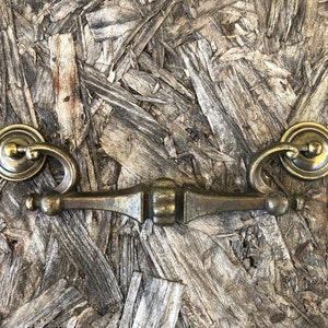 Vintage Brass Drawer Pulls Drop Bail Rosettes 2 AVAILABLE, LARGE Victorian Brass Dresser Pulls, Handles, Cabinet Pulls, 6 Centers image 10