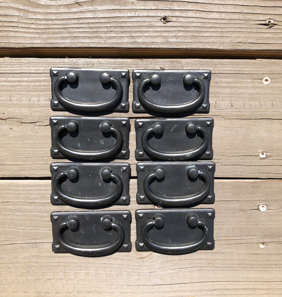 Vintage Mission Style Drawer Pulls Gunmetal Gray Finish SETS OF 2