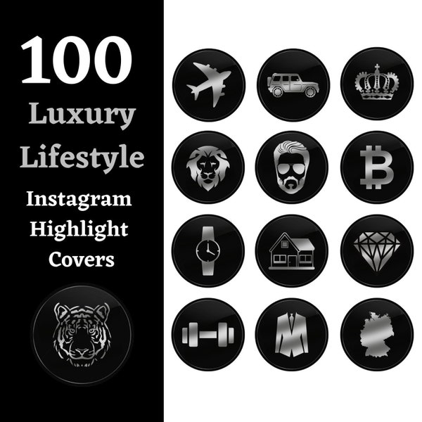 100+ Schwarz Silber Luxus Lifestyle Instagram Highlight Cover | Herren Ig Story Cover | Gentleman Style