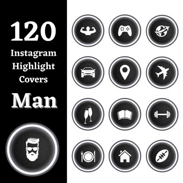 120+ Man Instagram Highlight Covers | Black & White Men Ig Story Covers | Glowing Frame | Luxury Lifestyle | Gentleman