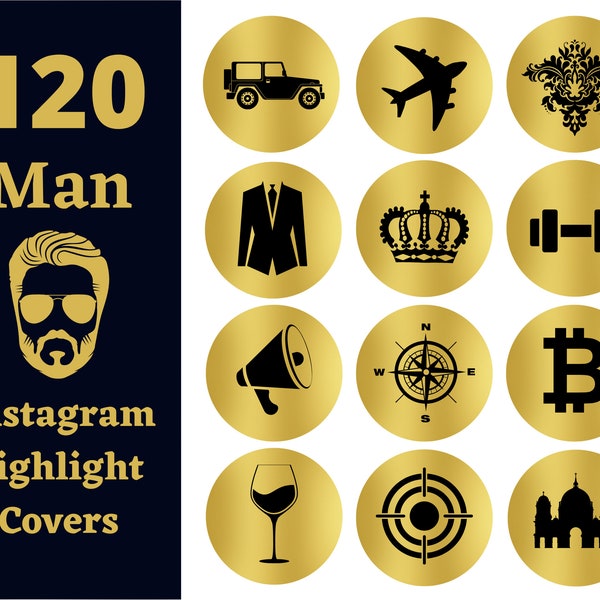 60 Luxury Lifestyle Instagram Highlight Covers Gold Background | Gentleman Style