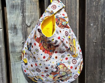 Steampunk Dinosaur Japanese Knot Bag, Dino Wristlet Bag