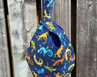Gecko Japanese Knot Bag, Navy Wristlet Bag