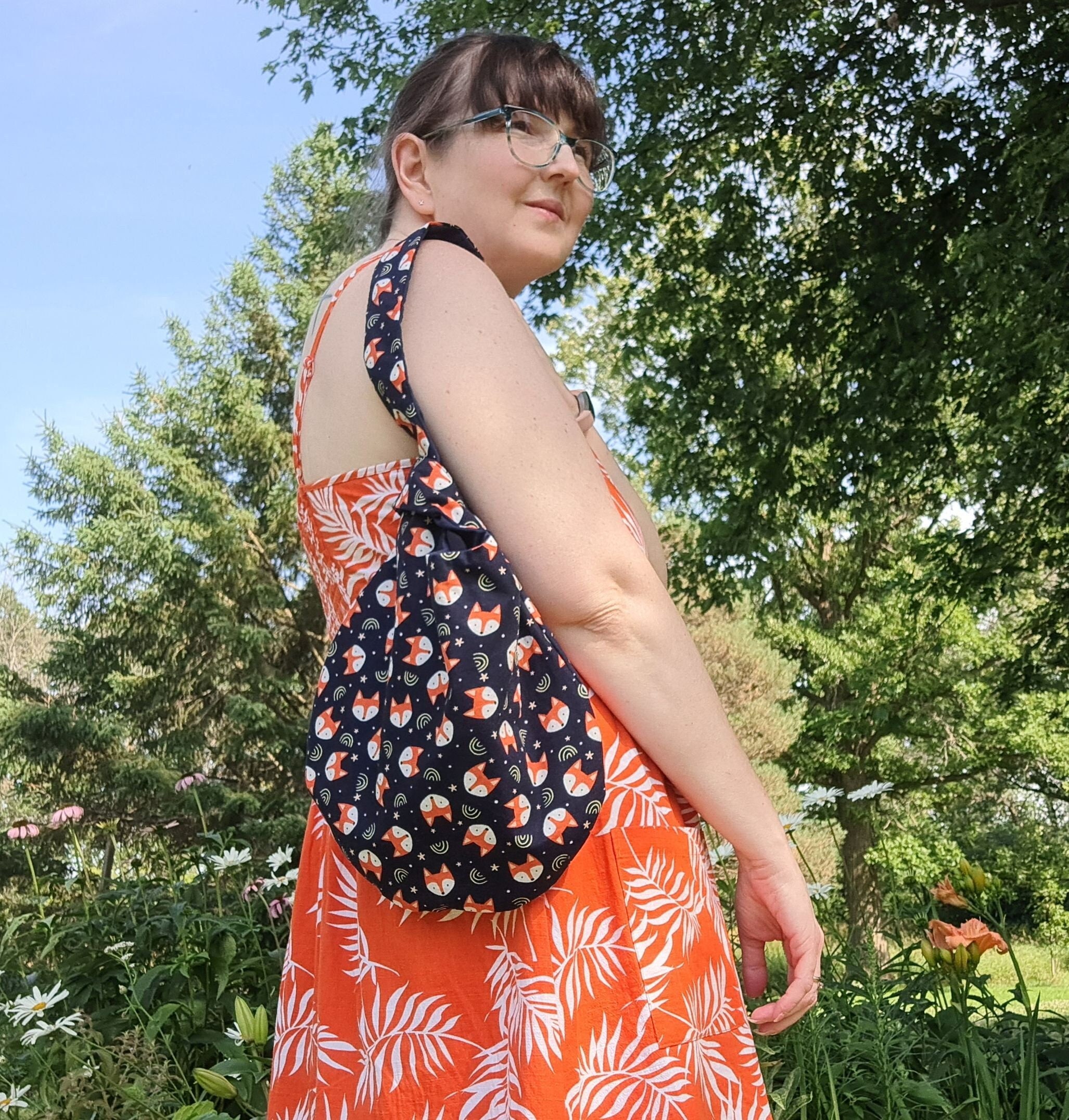 Fox Japanese Knot Bag, Navy Wristlet Bag