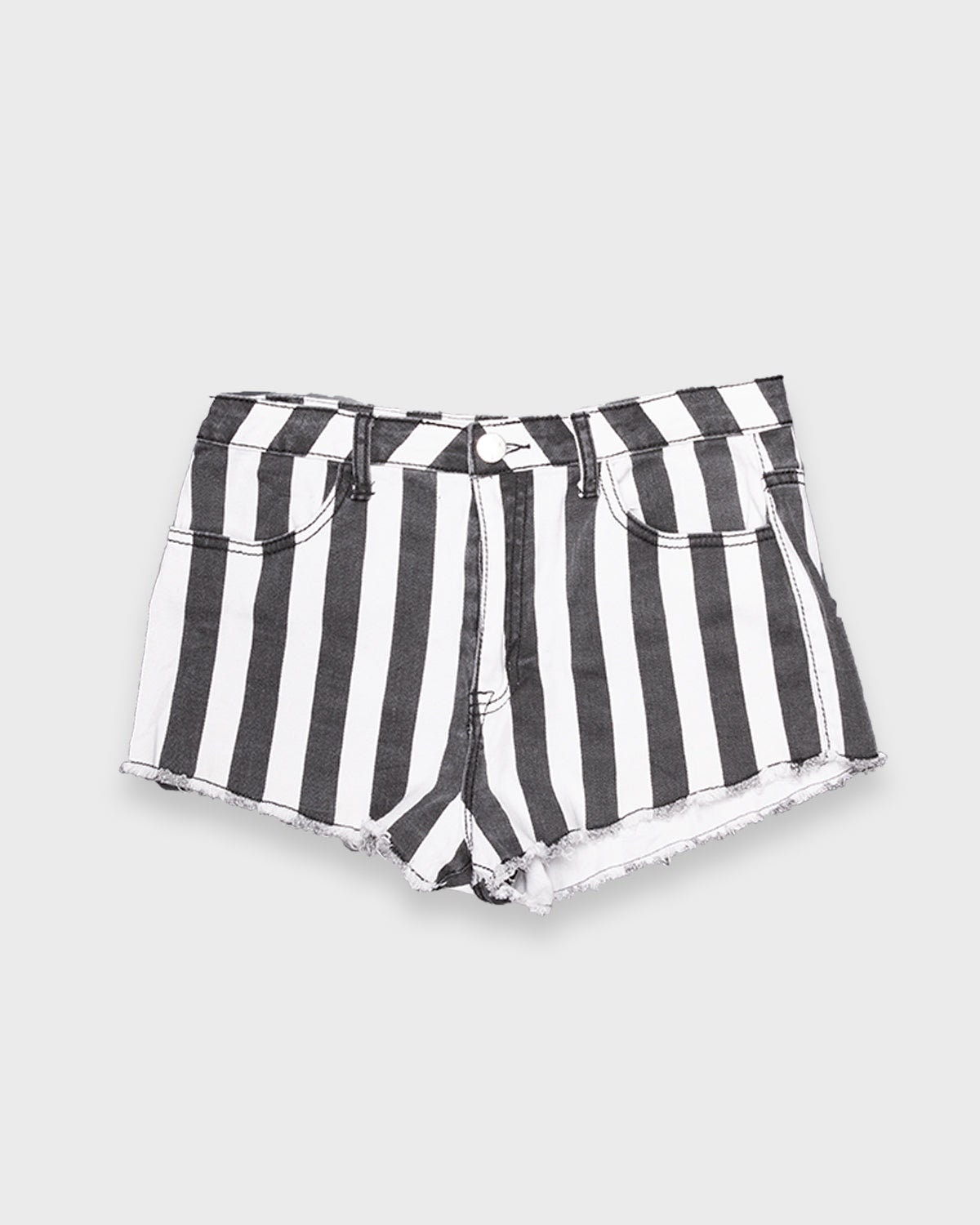 Grey and White Striped Denim Shorts | Etsy