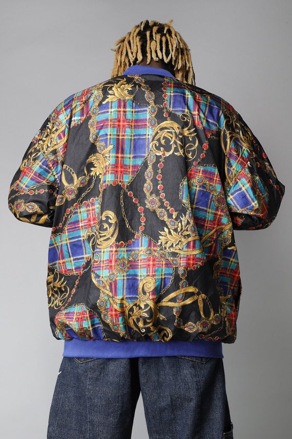 Reversible multicolour '80s crazy pattern bomber - image 4