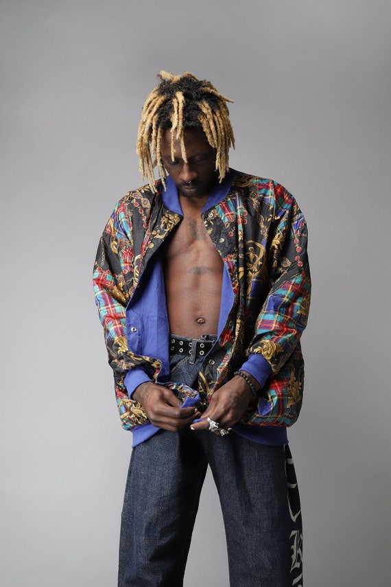 Reversible multicolour '80s crazy pattern bomber - image 1