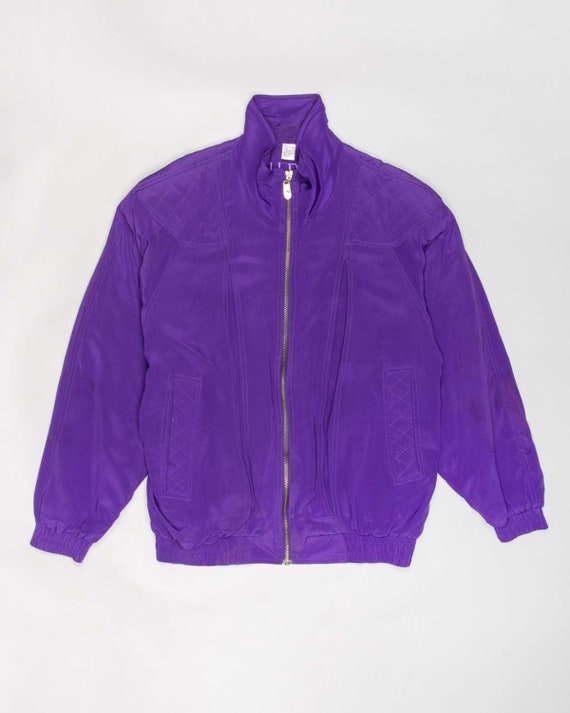 Deep Purple 80s Fuda Oversized Zip Silk Jacket Etsy