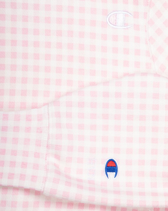 Pink gingham champion sweatshirt hot sale