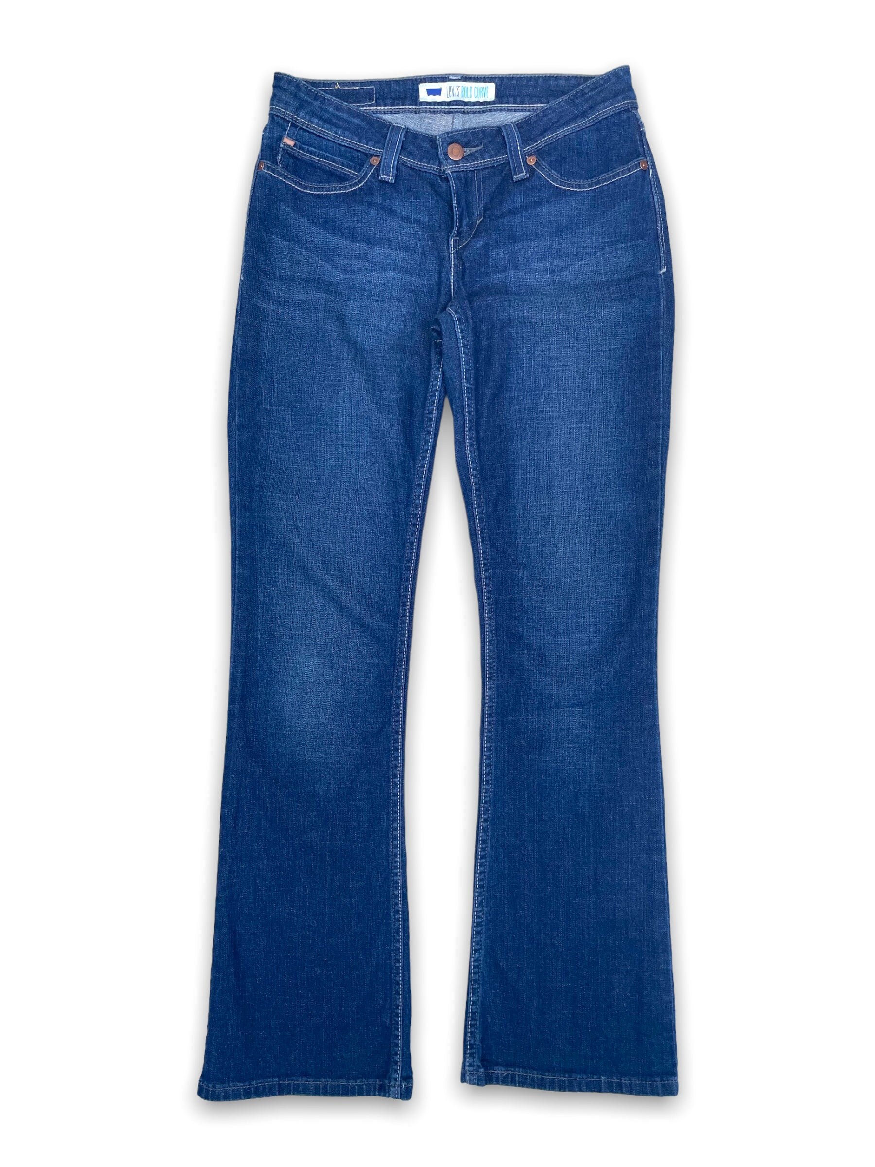 Levi s Bold Curve Dark Blue Slightly Flared Jeans Etsy Denmark