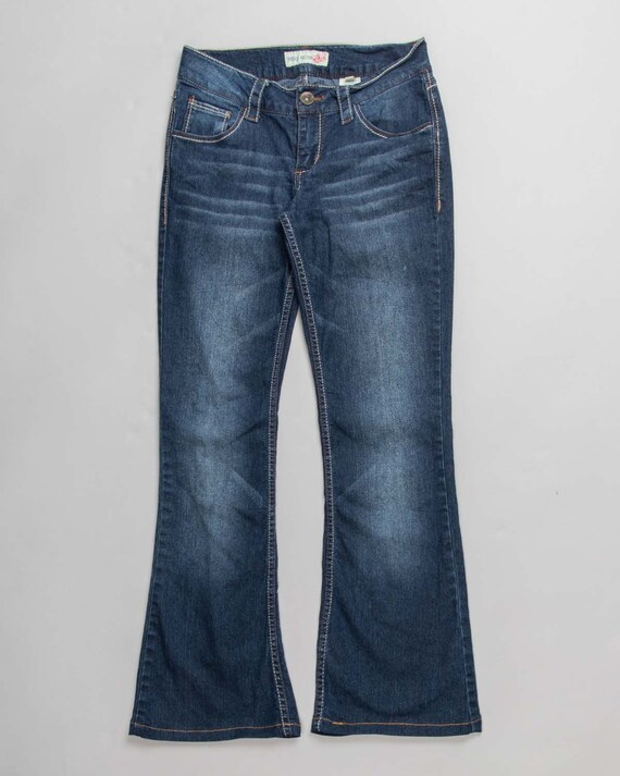 Y2k Paris Blues low rise flare faded stretch jeans - Gem