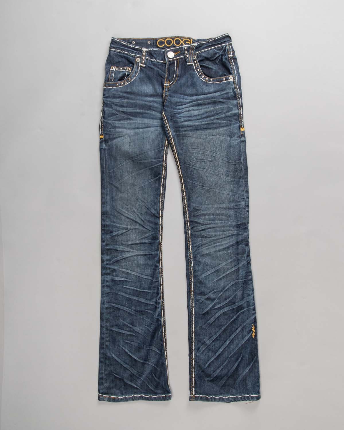Coogi Y2K Dark Blue Slightly Flared Studded Low-waist Jeans - Etsy