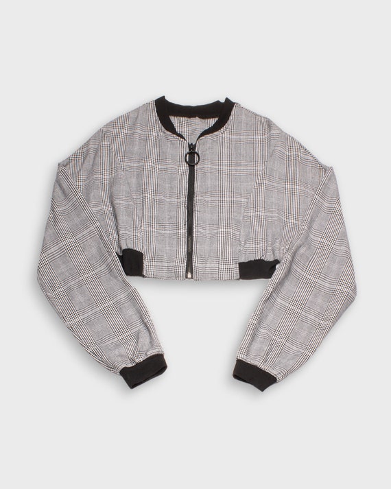 Glen plaid bomber jacket Clearance