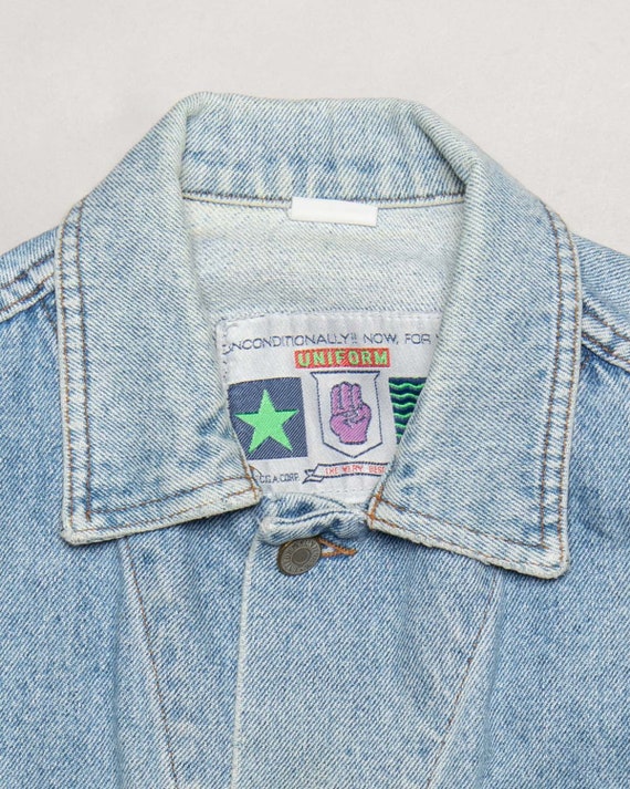 UNIFORM '80S denim casual fit cropped blue jacket Gem