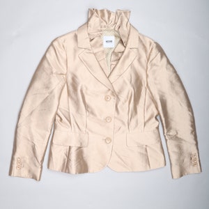 Moschino Gold/Beige Ruffled Collar Long Sleeved Regular Fit Shimmery Jacket