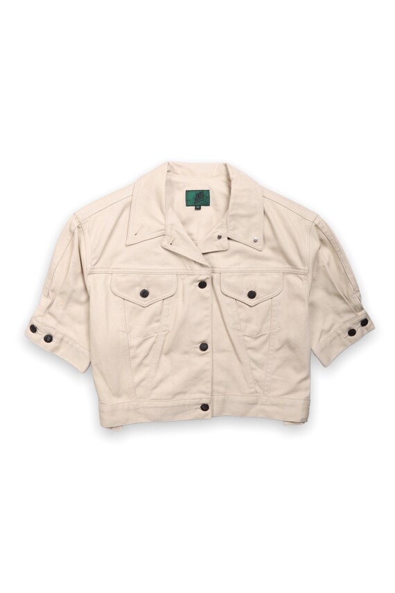 Beige cropped denim jacket 2025