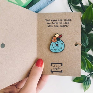 The Little Prince and Fox enamel pin + greeting card // Book Nerd, gift for Reader, Librarian Gift, Book, Aesthetic Enamel