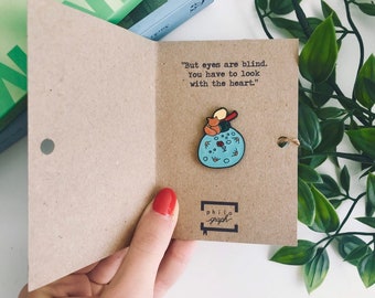 The Little Prince and Fox enamel pin + greeting card // Book Nerd, gift for Reader, Librarian Gift, Book, Aesthetic Enamel