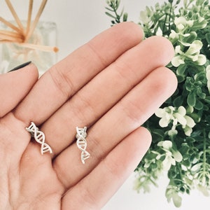 DNA-Molekül-Ohrringe , Biologie- und Naturwissenschaftsstudent, Twist-Ohrringe, Geschenk für Biologen, Arztgeschenk, Arztschmuck, Silber, Geschenkideen