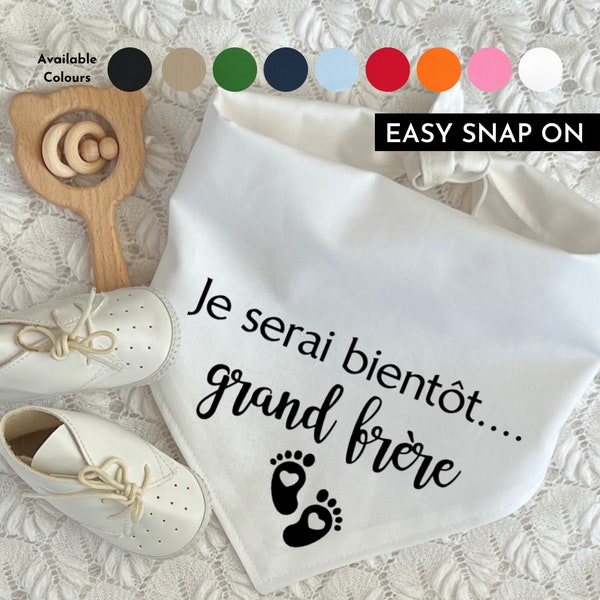 Je serai bientôt grand frère, Soon to be Big Brother Personalized Dog Bandana, Baby Shower,  Pregnancy Announcement, Gender Reveal