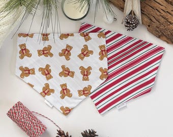 Bears and Stipes Dog Bandana – Christmas Gift, Handmade for Dogs and Cats