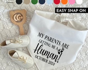 My Parents are getting me a Human Pregnancy Announcement, Baby Shower, Baby News Snap-on Bandana, New Baby