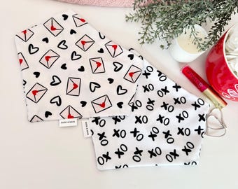 Black Love Letters with Red Hearts Reversible Dog Bandana for Valentines Day Gift