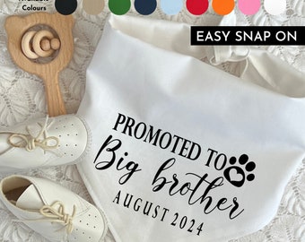 Promoted to Big Brother Personalized Dog Bandana, Baby Shower, Baby News Snap-on Bandana, Pregnancy Announcement, Gender Reveal