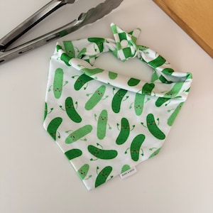 Pickles & Checks Reversible Snap-on Dog or Cat Bandana | Swimable and cooling dog Bandana | Reversible