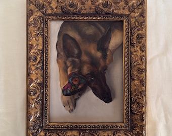 Custom Pet Portrait Oil Painting | Framed Dog or Cat Portrait | Hand Painted Pet Painting