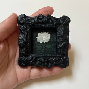 Little framed original oil painting on canvas still life original oil painting, authentic and unique, interior art white flower, tiny art