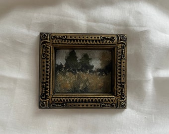 Vintage Golden Framed oil painting landscape, Original and authentic hand painted french countryside artwork french Antique framed landscape
