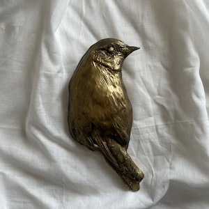Wall golden bird sculpture, original made by artist bird wall sculpture, handmade bird wall decoration 3D bird wall art hanging sculpture
