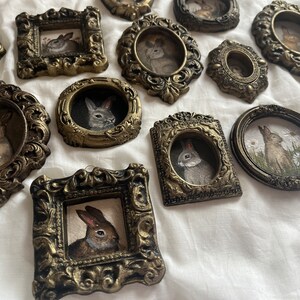 Vintage Framed Bunny Portrait, Gothic Original Handmade Rabbit Painting ...