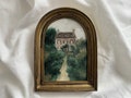 Original Framed Cottage Oil Painting in Arched Frame | 5x7 inches | It can be hung and displayed product logo