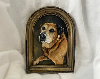 Custom framed pet portrait oil painting | Personalised Pet portrait | Original and unique framed painting of your lovely animal, unique gift