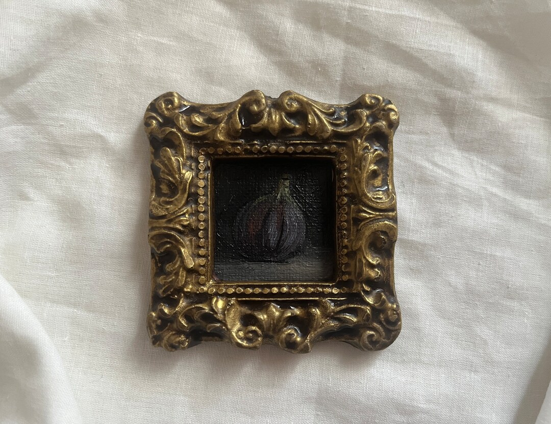 Vintage Framed Still Life With Fig, Original Handmade Oil Painting in ...