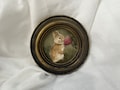Framed Small Round Oil Painting of a Bunny Eating a Strawberry | Handmade Original that can be Hung and Displayed product logo
