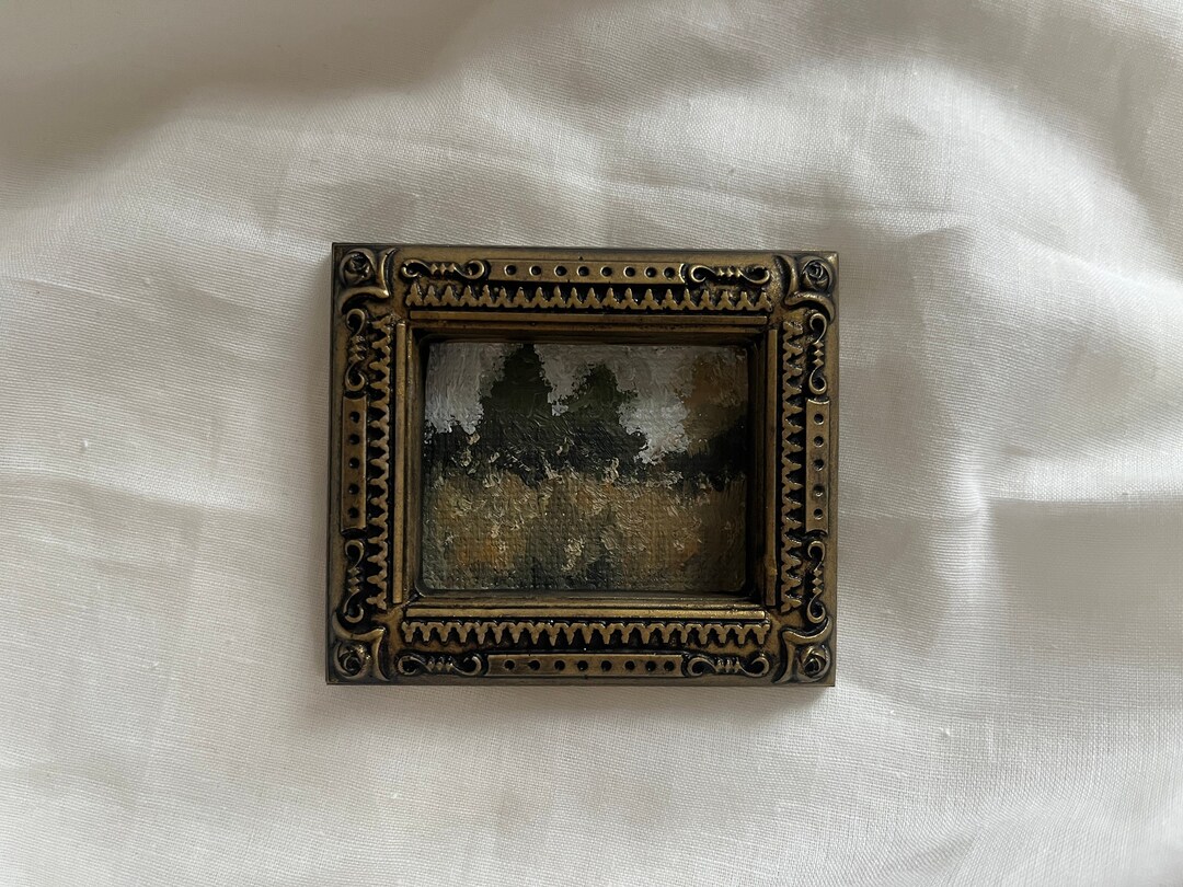 Vintage Golden Framed Oil Painting Landscape, Original and Authentic