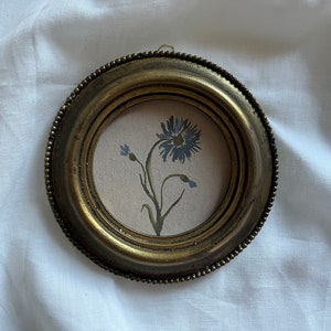 Piccolo dipinto ad acquerello originale con cornice, natura morta con fiori di campo originali, illustrazione murale di fiori botanici in edizione limitata autentica