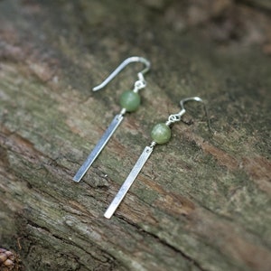 Handmade Sterling Silver Jade Dangle Earrings: Boho Style