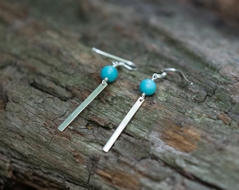 Sterling Silver Turquoise Dangle Earrings: Handmade Boho Style