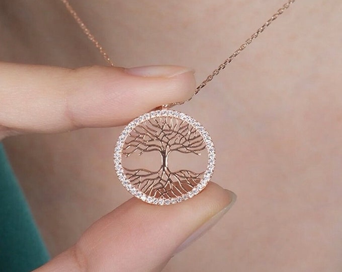 Collier l'arbre de vie en argent 925 plaque or rose - Etsy France
