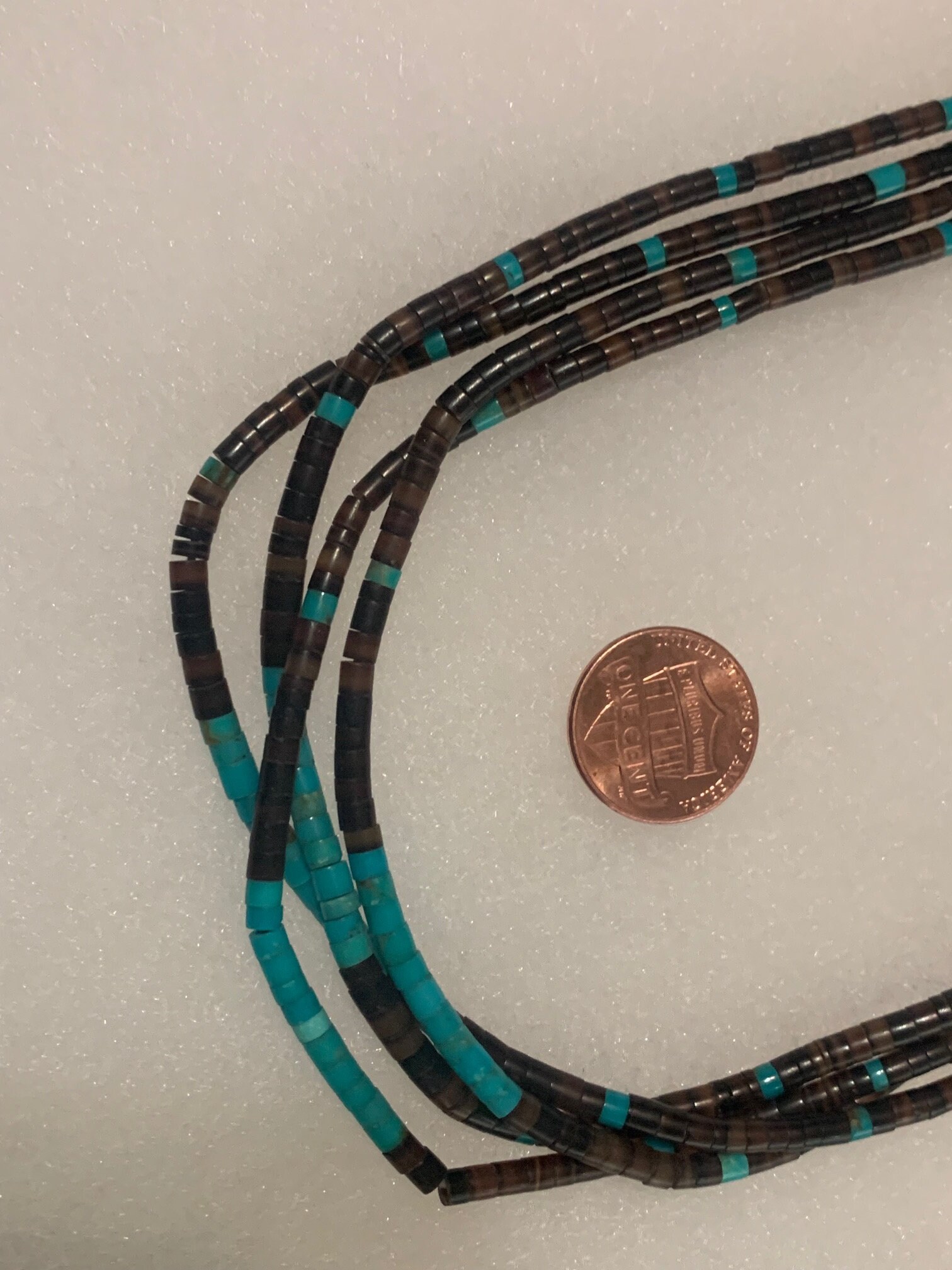 Collana Heishi In Turchese Blu Dell'Arizona AAA Da 6 Mm / Chiusura - Foto 4