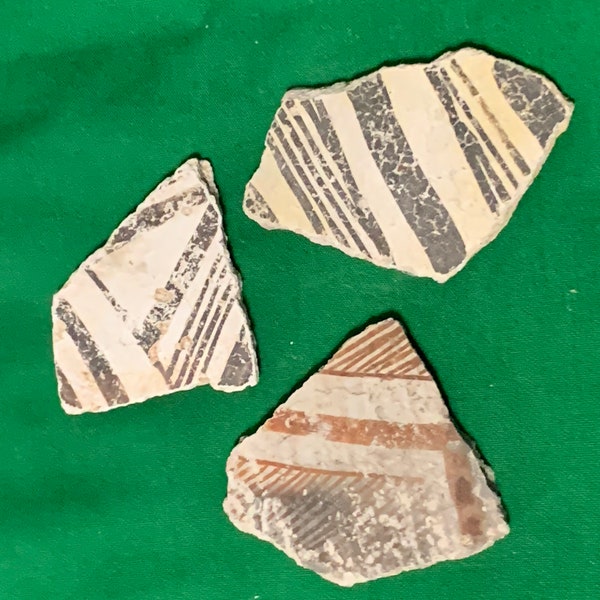 Prehistoric Anasazi / Mogollon Tularosa Black-on-White Native American Pottery Shards Artifact Arizona