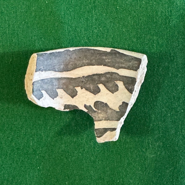 Prehistoric Anasazi Black Mesa Black-on-White Native American Pottery Shard Artifact Arizona